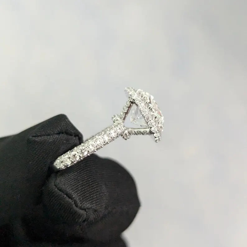 5.60tcw SQ Cushion Lab Diamond Halo Engagement Ring | IGI Certified | D-E-F Color | VVS Clarity