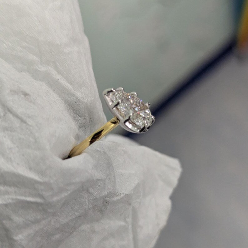 Pear 3.00ct Lab Diamond Ring | Two-Tone Gold | IGI Certified | D-E-F Color | VVS–VS