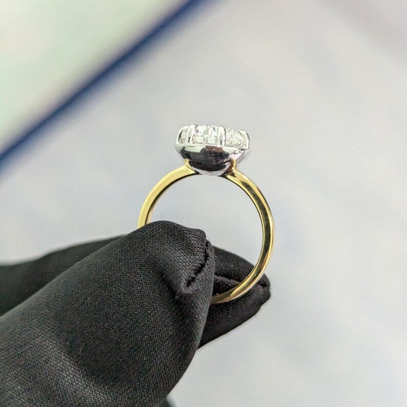 Pear 3.00ct Lab Diamond Ring | Two-Tone Gold | IGI Certified | D-E-F Color | VVS–VS