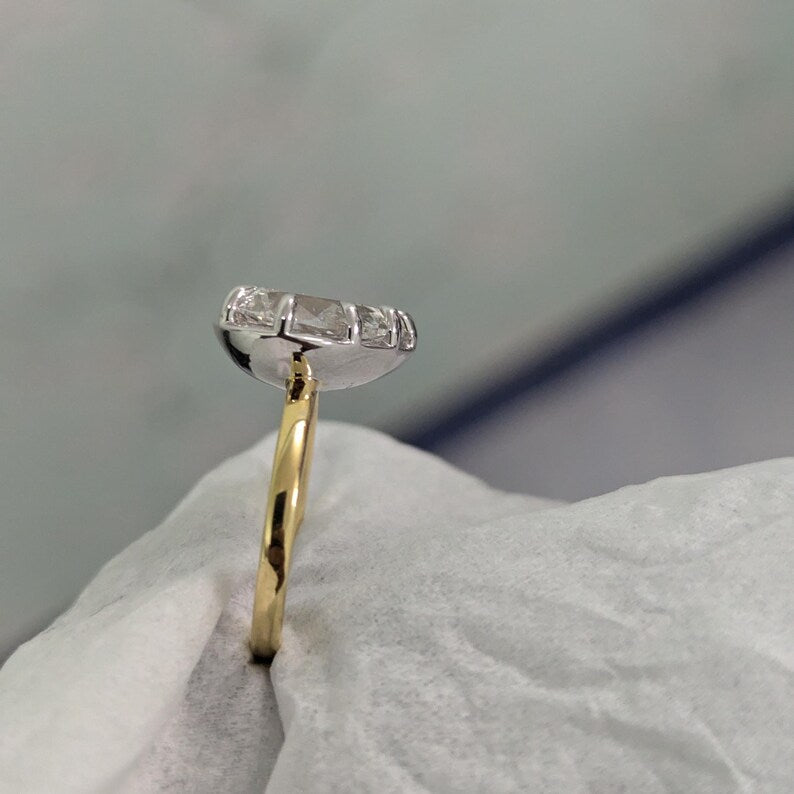 Pear 3.00ct Lab Diamond Ring | Two-Tone Gold | IGI Certified | D-E-F Color | VVS–VS