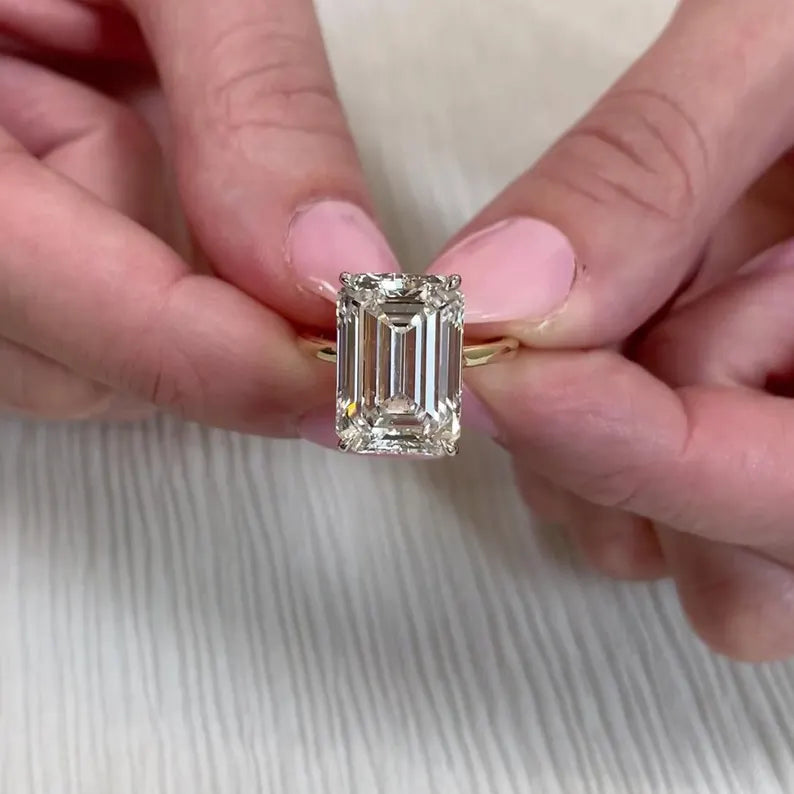 Emerald 8.20tcw Lab Diamond Hidden Halo Ring | IGI | D-E-F | VVS–VS