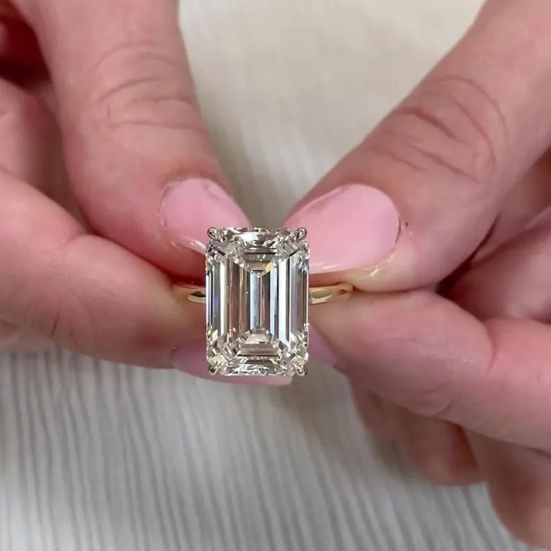 Emerald 8.20tcw Lab Diamond Hidden Halo Ring | IGI | D-E-F | VVS–VS