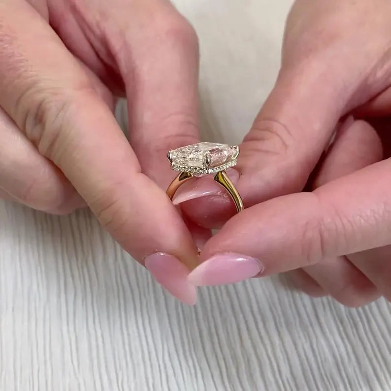 Emerald 8.20tcw Lab Diamond Hidden Halo Ring | IGI | D-E-F | VVS–VS