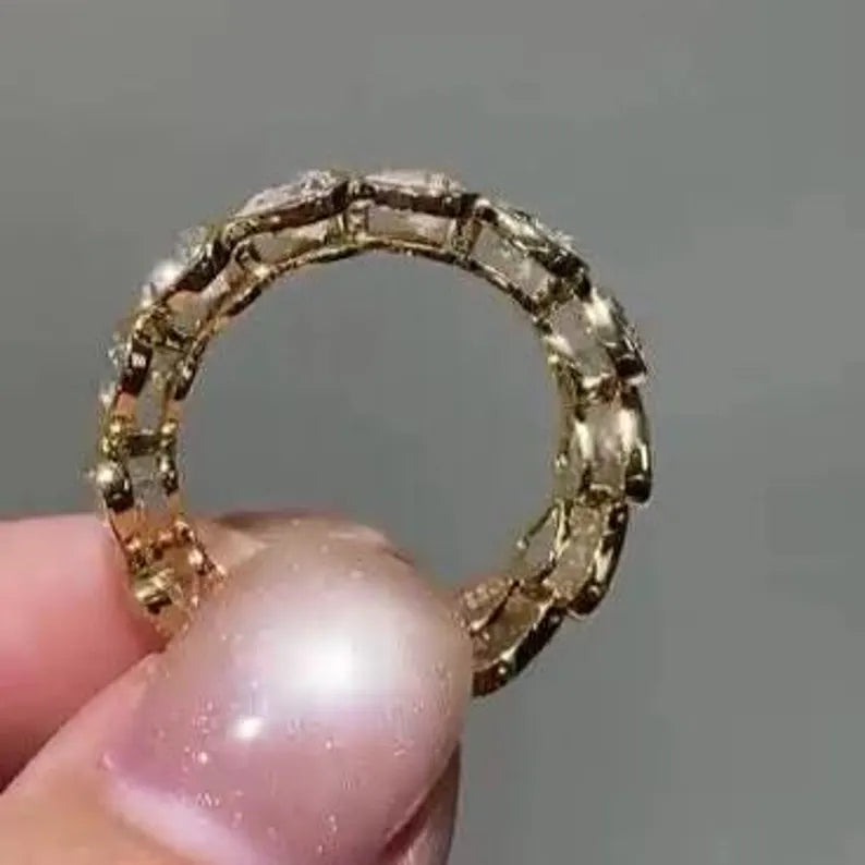 4.20tcw Heart Lab Grown Diamond Ring | Bezel Set Eternity Band | D-E-F Color VVS-VS Clarity | IGI Certified | Custom Gold Engagement Ring