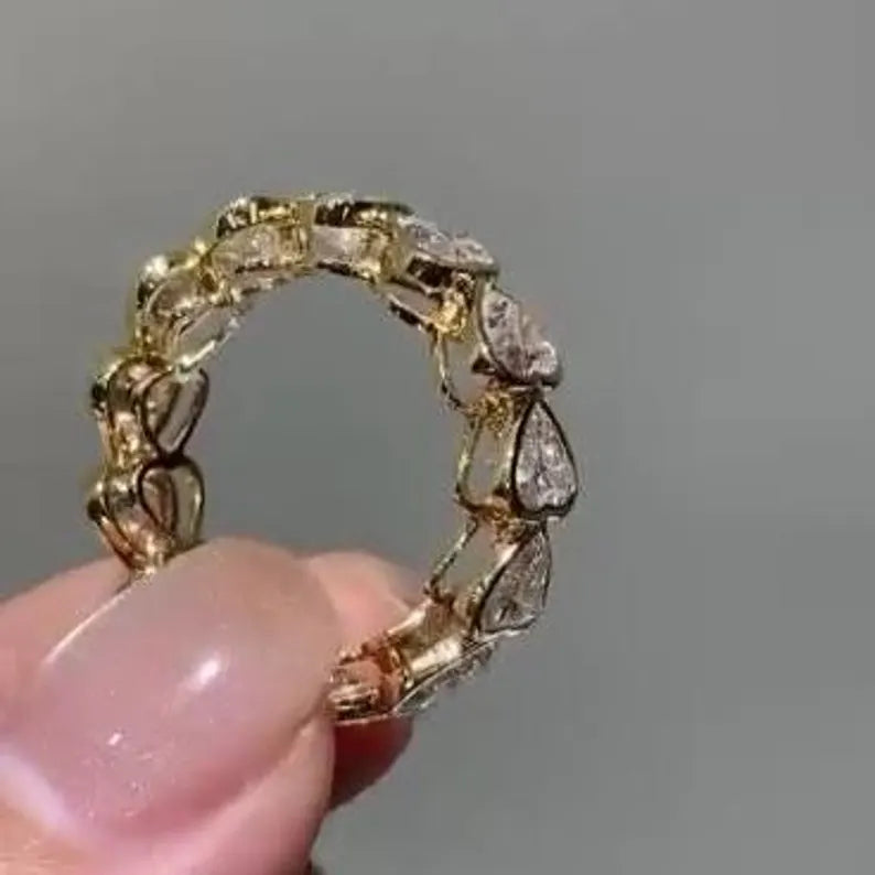 4.20tcw Heart Lab Grown Diamond Ring | Bezel Set Eternity Band | D-E-F Color VVS-VS Clarity | IGI Certified | Custom Gold Engagement Ring