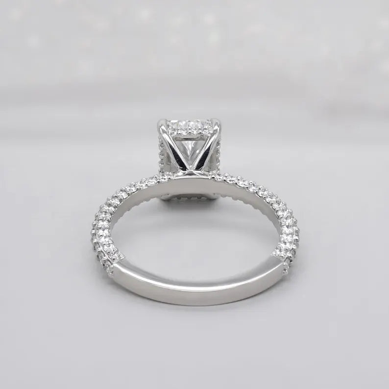 Radiant 3.50tcw Lab Grown Diamond Engagement Ring | Hidden Halo Pave Setting | D-E-F Color | VVS–VS Clarity | IGI Certified