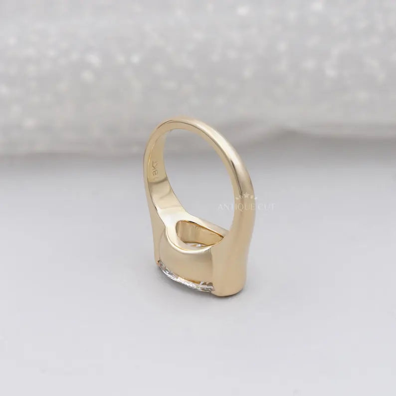 5.00ct Oval Diamond Engagement Ring | 14K Yellow Gold Bezel Set | Oval Cut Diamond Ring | Modern Solitaire Engagement Ring