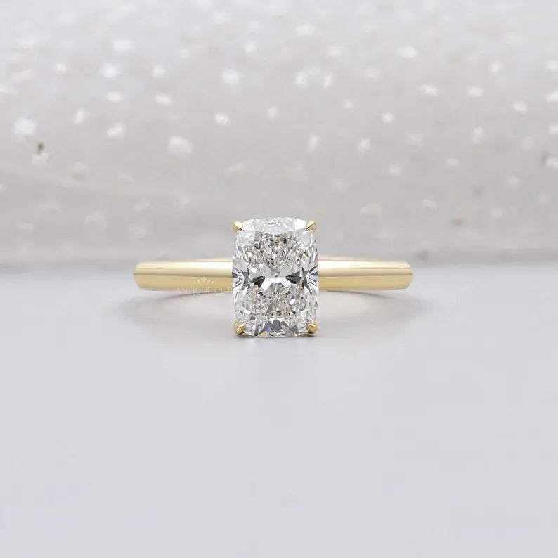 2.00ct Cushion Cut Diamond Engagement Ring | Solitaire 14K Yellow Gold Classic Engagement Ring | Timeless Bridal Jewelry