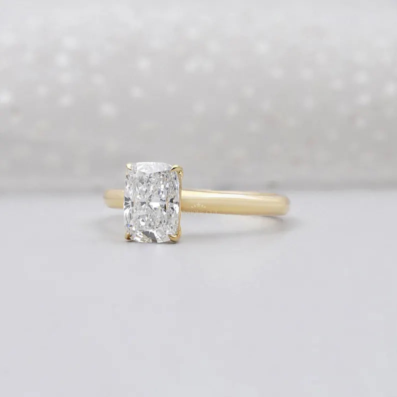 2.00ct Cushion Cut Diamond Engagement Ring | Solitaire 14K Yellow Gold Classic Engagement Ring | Timeless Bridal Jewelry