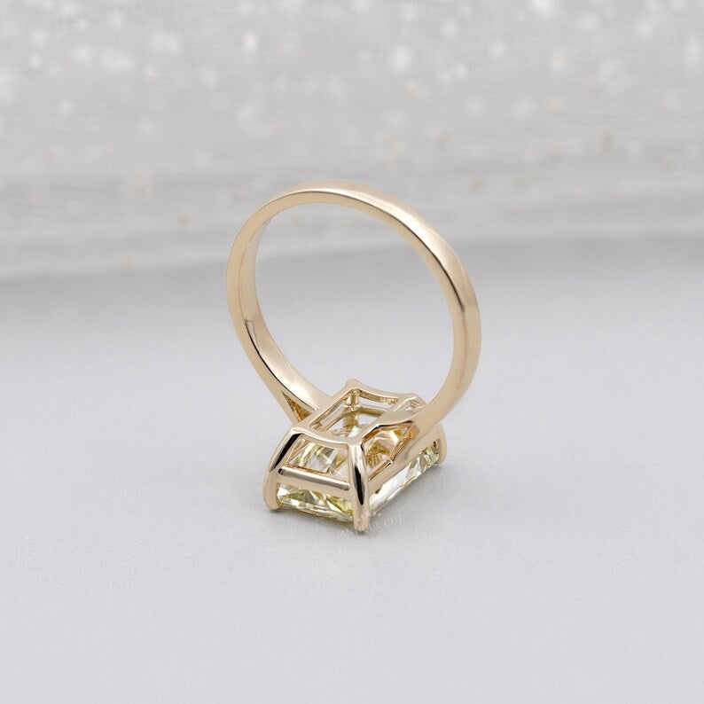 4.50ct Yellow Radiant Cut Solitaire Engagement Ring | Fancy Yellow Diamond Ring | Gold Radiant Engagement Ring | Classic Statement Ring