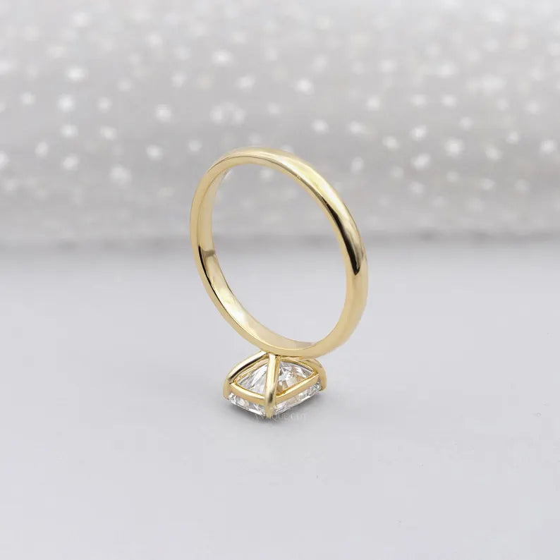 2.00ct Cushion Cut Diamond Engagement Ring | Solitaire 14K Yellow Gold Classic Engagement Ring | Timeless Bridal Jewelry