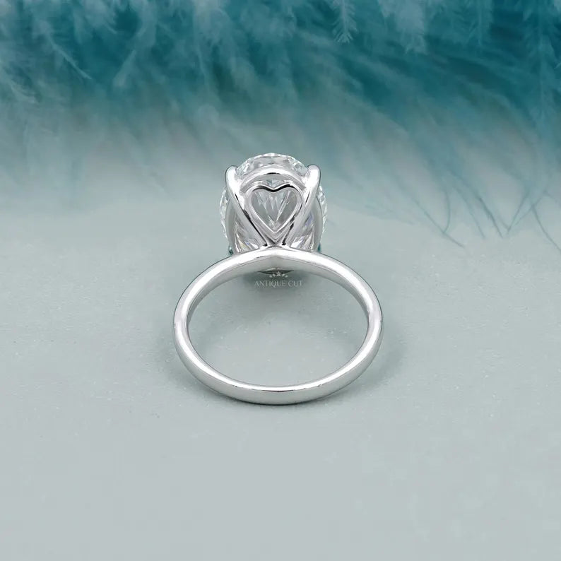 5.00ct Oval Solitaire Engagement Ring • White Gold Oval Cut Ring • Classic 5ct Oval Bridal Ring • Timeless Simple Engagement Ring
