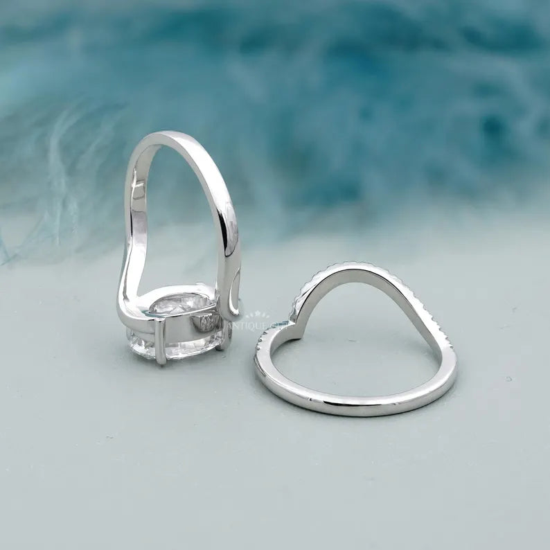 3.40TCW Oval Diamond Bypass Engagement Ring, 0.40ct Round Diamond Band, Lab Grown Diamond Ring IGI Certified D-E-F VVS-VS