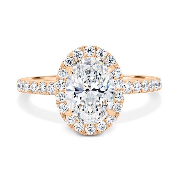 Oval 2.70tcw Lab Grown Diamond Halo Engagement Ring | IGI Certified | AntiqueCut