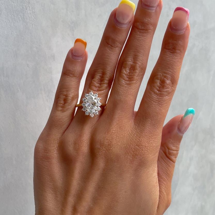 3.00tcw Oval Lab Diamond Halo Ring | 2.20ct IGI Center | D-E-F VVS–VS | AntiqueCut