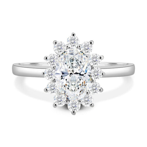 3.00tcw Oval Lab Diamond Halo Ring | 2.20ct IGI Center | D-E-F VVS–VS | AntiqueCut