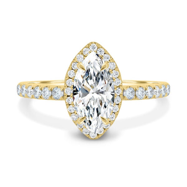 2.50tcw Marquise Lab Grown Diamond Engagement Ring | Halo | IGI Certified | D-E-F Color | Custom Gold