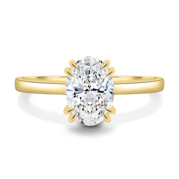 2.00ct Oval Lab Grown Diamond Double Tipped 4 Claw Engagement Ring, D-E-F Color, VVS-VS Clarity - IGI Certified