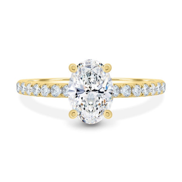 1.20tcw Oval Lab Grown Diamond Engagement Ring | Pavé Band | IGI Certified