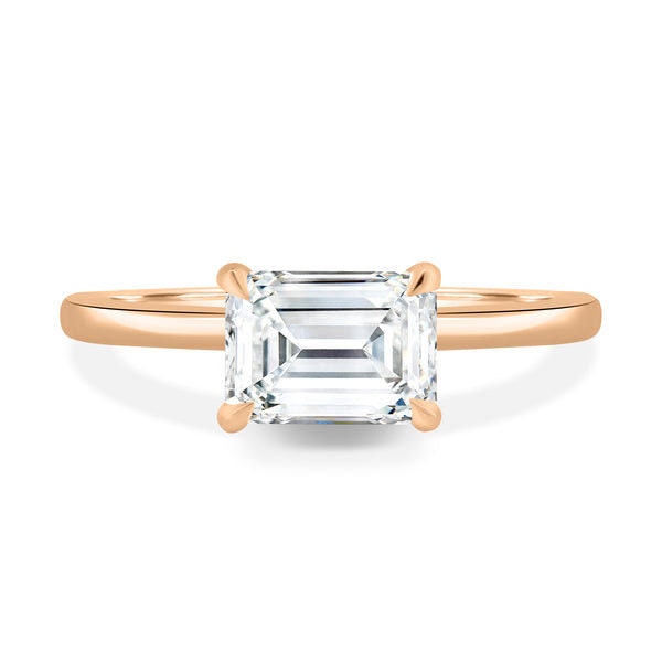 2.10tcw Emerald Lab Diamond East-West Hidden Halo Ring | IGI Certified | White Gold