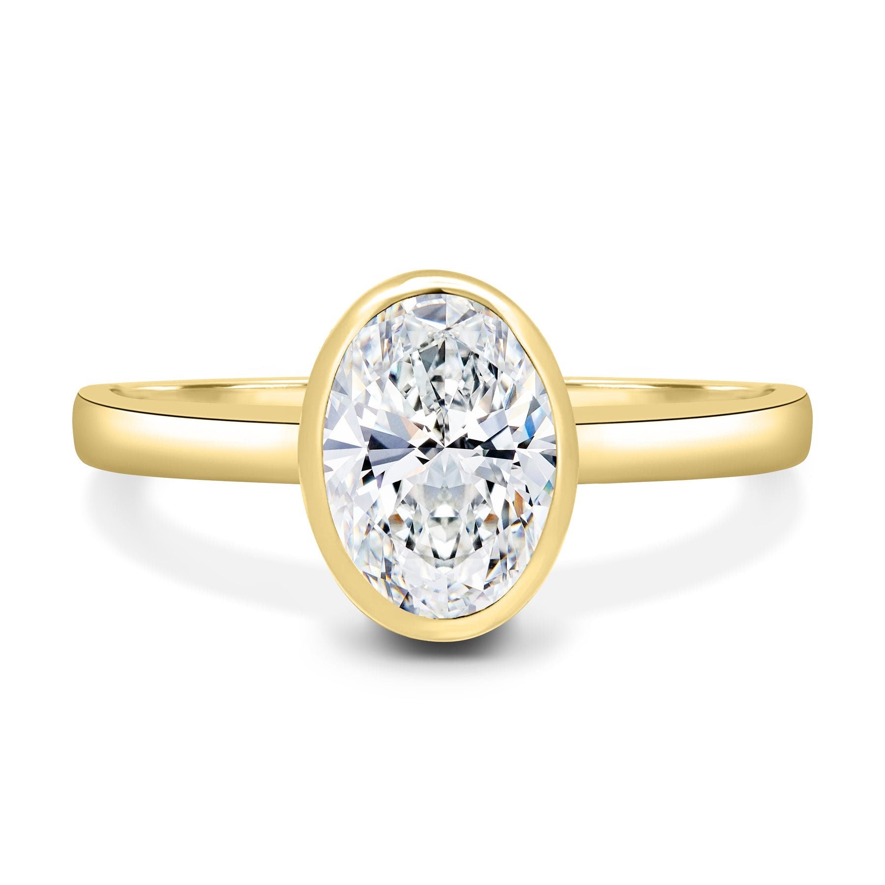 Oval 1.50ct Lab Grown Diamond Bezel Engagement Ring | IGI Certified | DEF VVS–VS | Custom Gold