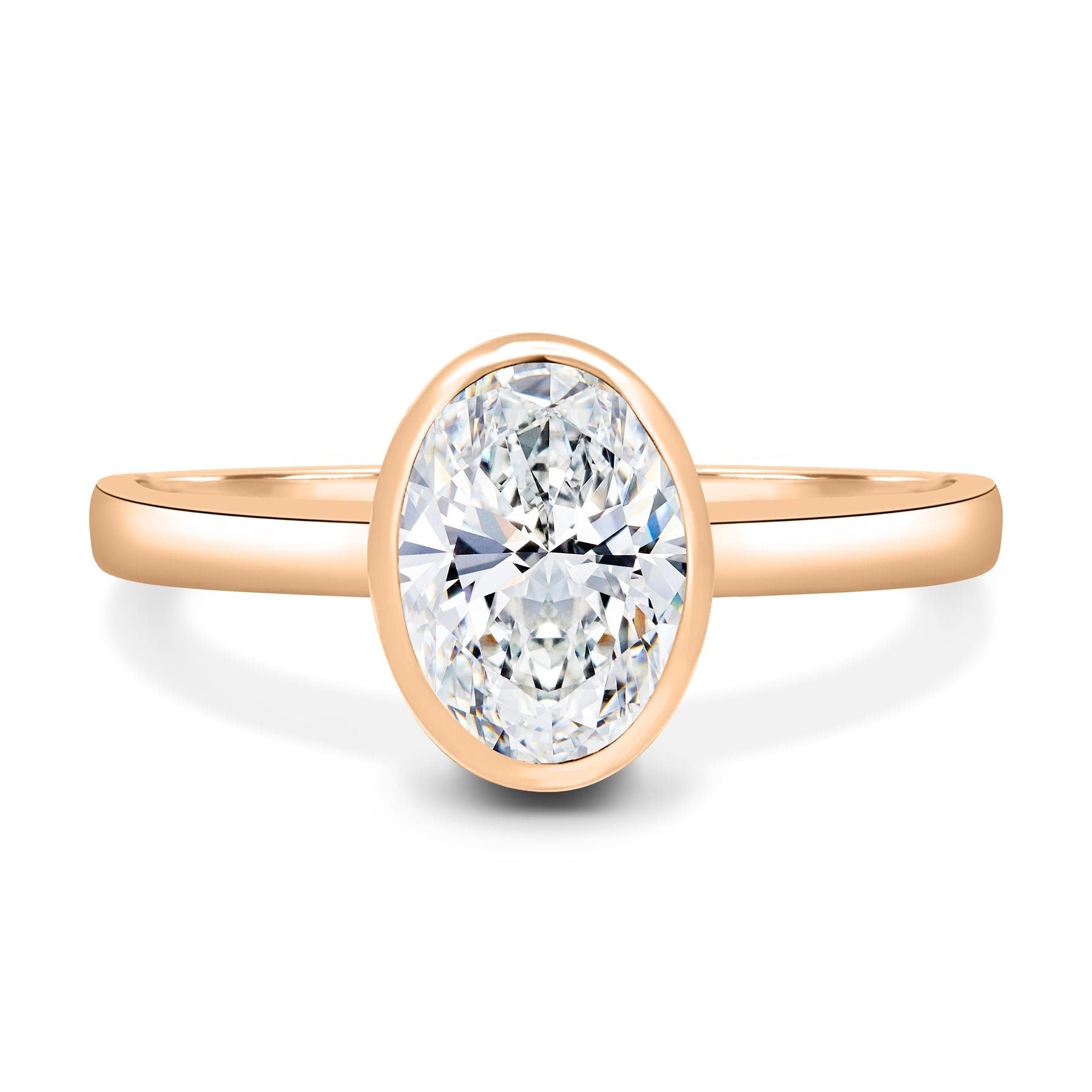 Oval 1.50ct Lab Grown Diamond Bezel Engagement Ring | IGI Certified | DEF VVS–VS | Custom Gold