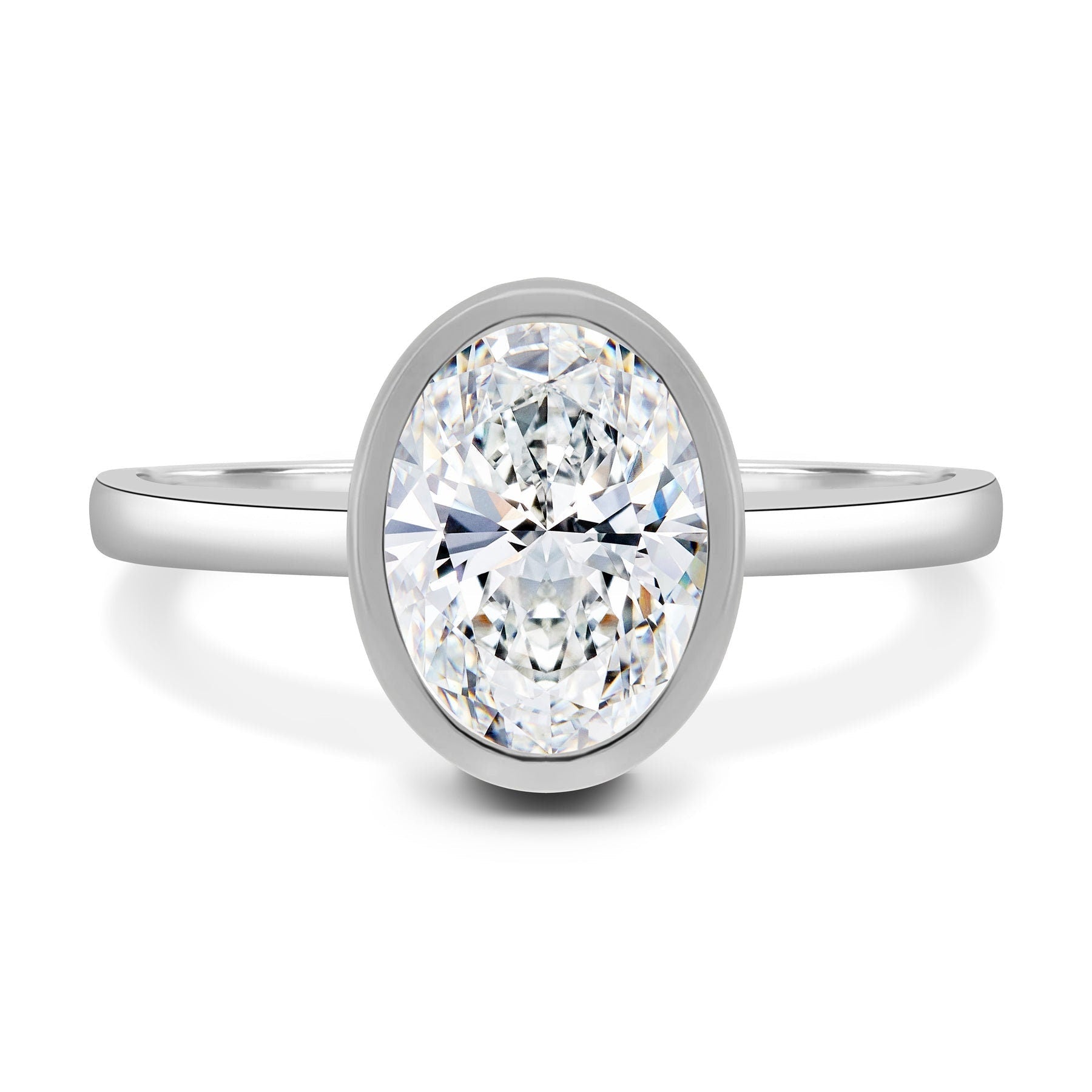 Oval 2.50ct Lab Diamond Bezel Engagement Ring | IGI Certified | D-E-F VVS–VS | Gold or Platinum
