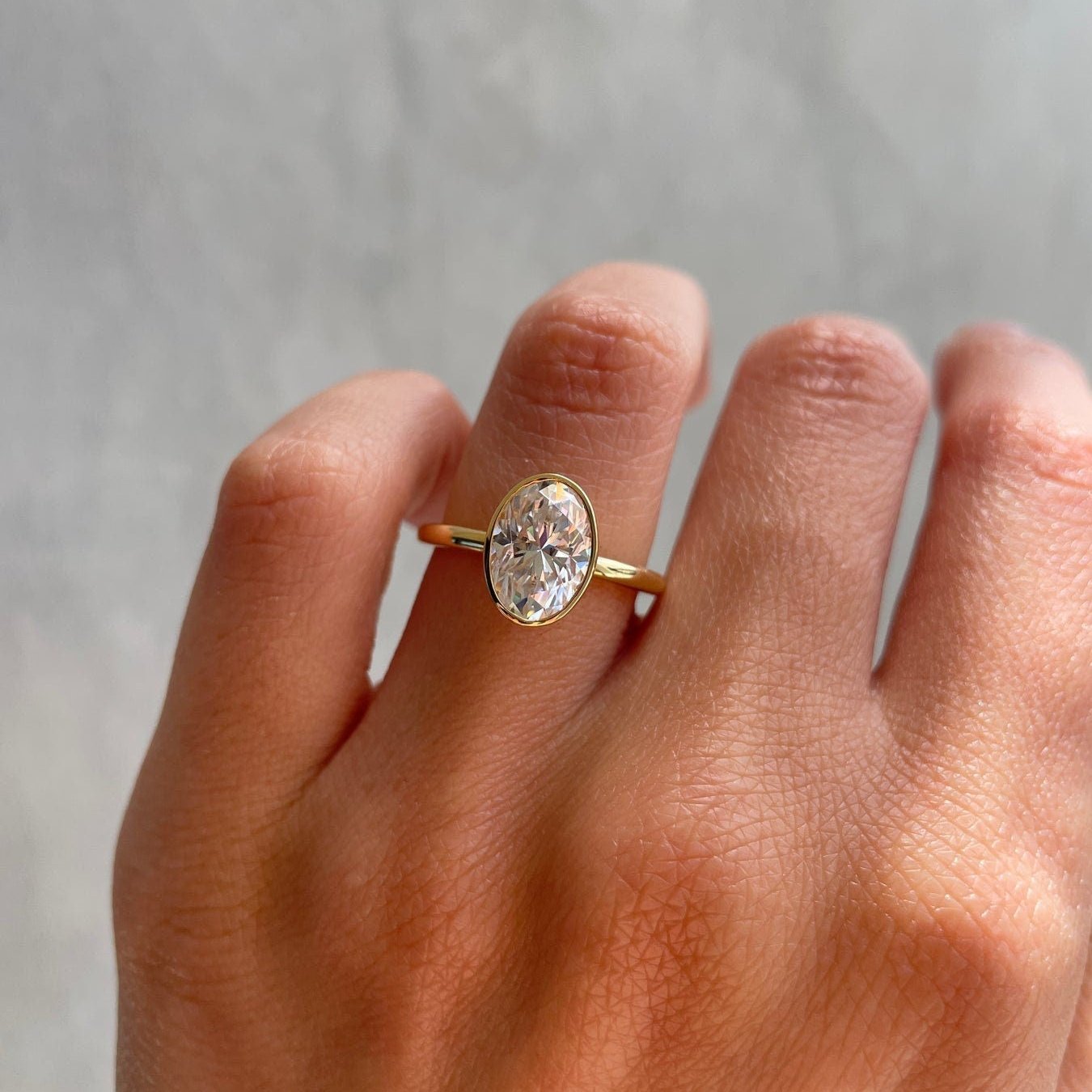 2.50ct Oval Lab Diamond Bezel Engagement Ring | DEF VVS | IGI Certified | Ethical Gold