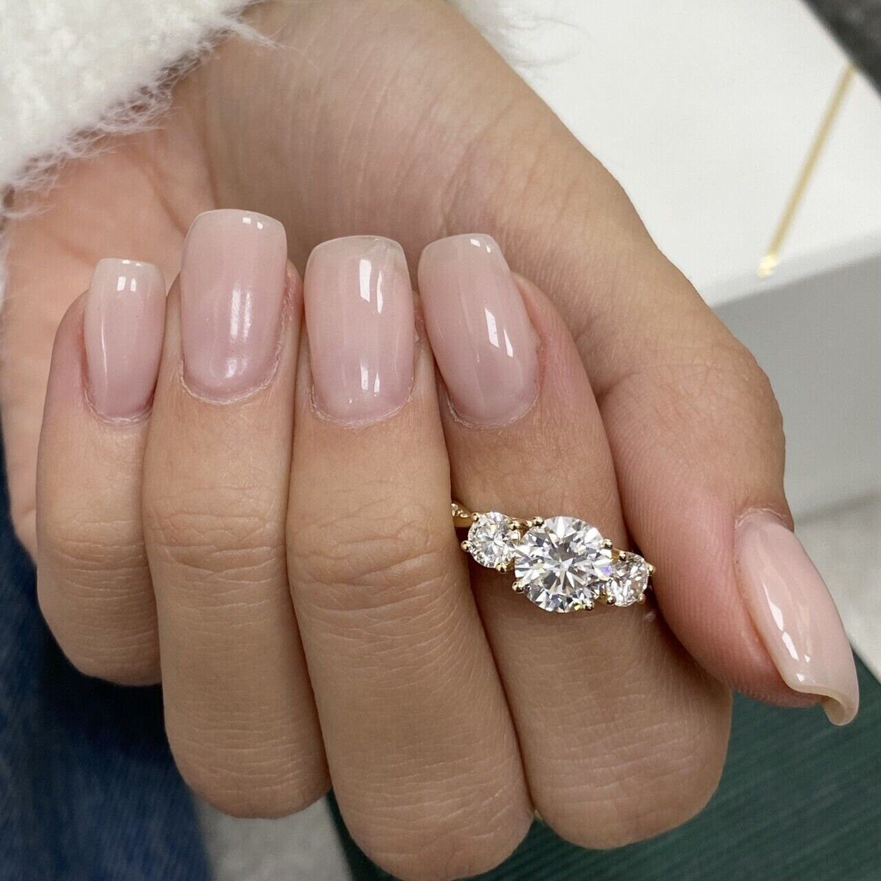 Round 2.50tcw Lab Grown Diamond Three Stone Engagement Ring, EF Color, VS Clarity, IGI Certificate