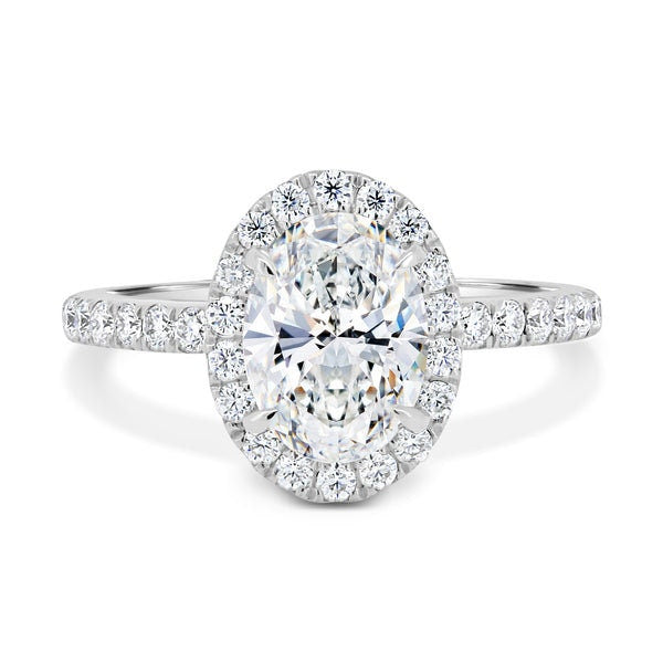 Oval 2.70tcw Lab Grown Diamond Halo Engagement Ring | IGI Certified | AntiqueCut