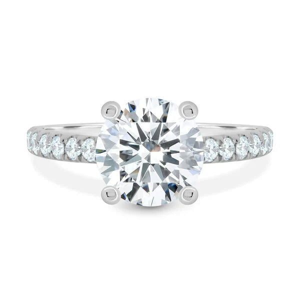 3.60ctw Round Lab Grown Diamond Engagement Ring | Side Stones | IGI Certified | Custom Gold & Platinum