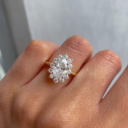 3.00tcw Oval Lab Diamond Halo Ring | 2.20ct IGI Center | D-E-F VVS–VS | AntiqueCut