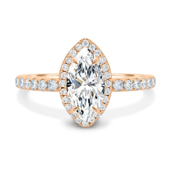 2.50tcw Marquise Lab Grown Diamond Engagement Ring | Halo | IGI Certified | D-E-F Color | Custom Gold