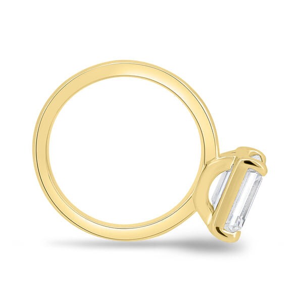 Emerald 2.00ct Lab Grown Diamond East-West Solitaire Engagement ring, EF Color, VS Clarity