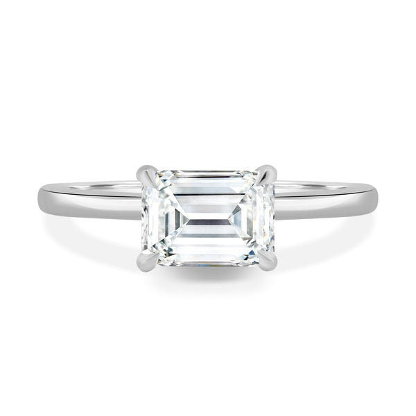 2.10tcw Emerald Lab Diamond East-West Hidden Halo Ring | IGI Certified | White Gold