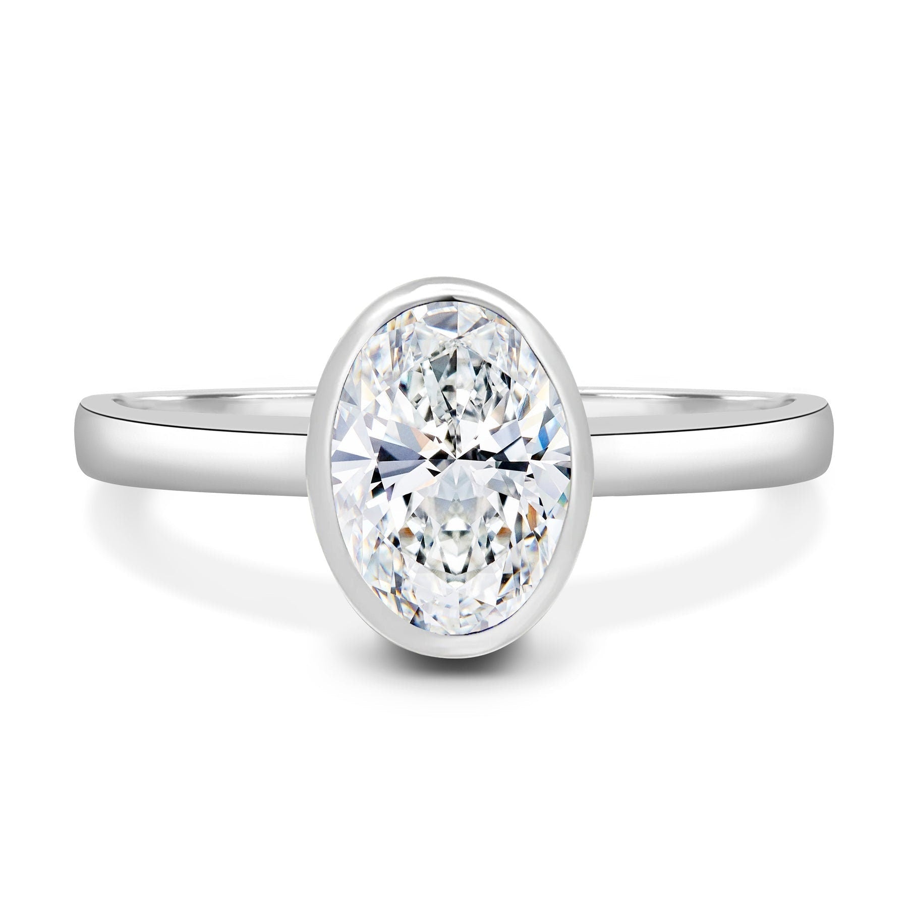 Oval 1.50ct Lab Grown Diamond Bezel Engagement Ring | IGI Certified | DEF VVS–VS | Custom Gold