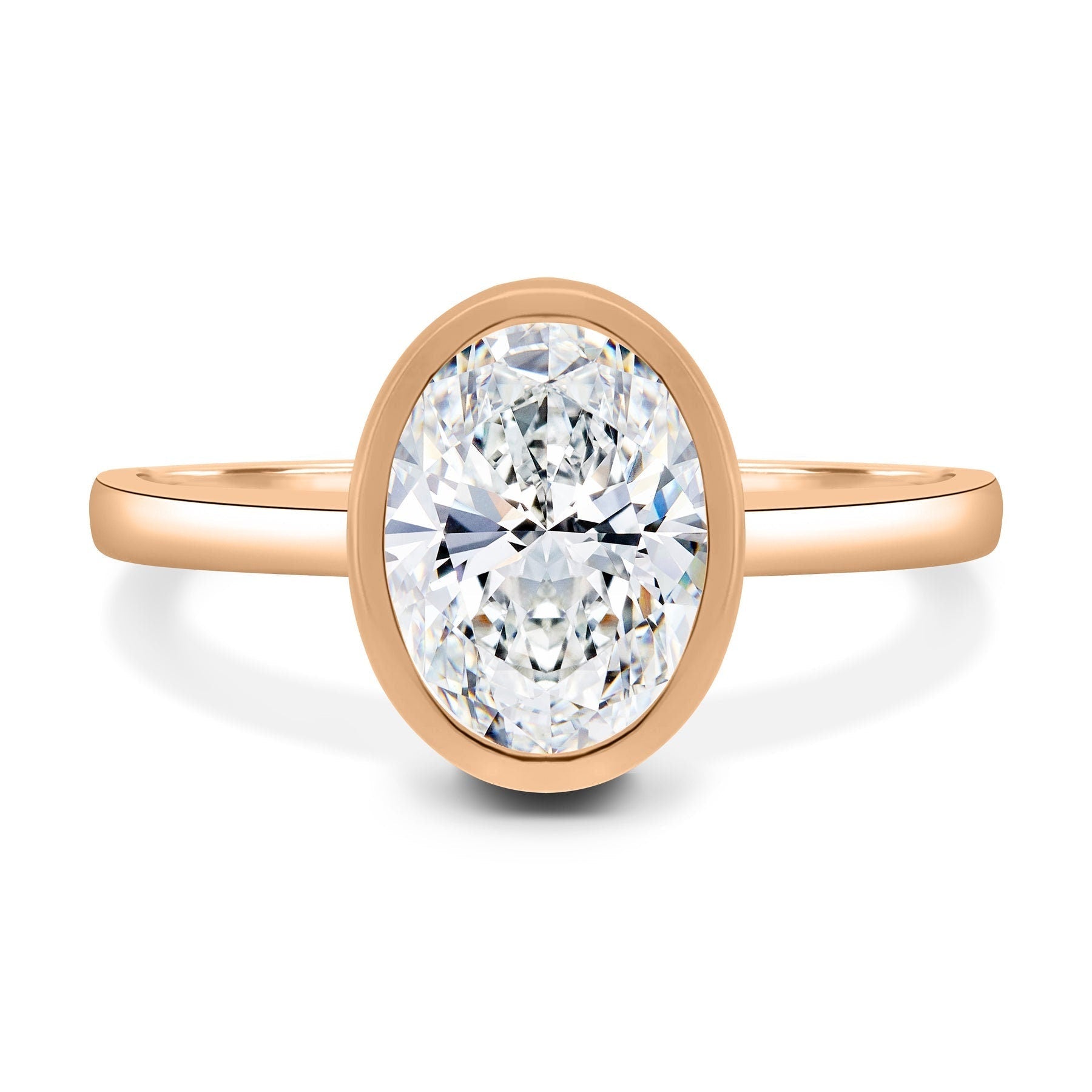 Oval 2.50ct Lab Diamond Bezel Engagement Ring | IGI Certified | D-E-F VVS–VS | Gold or Platinum