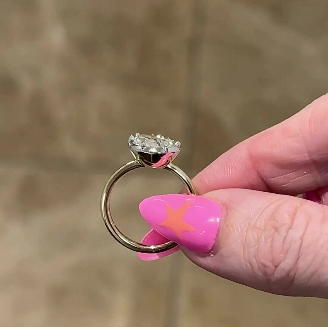 Two Tone 3.00ct Pear Lab Diamond Engagement Ring | Bezel Setting | IGI Certified