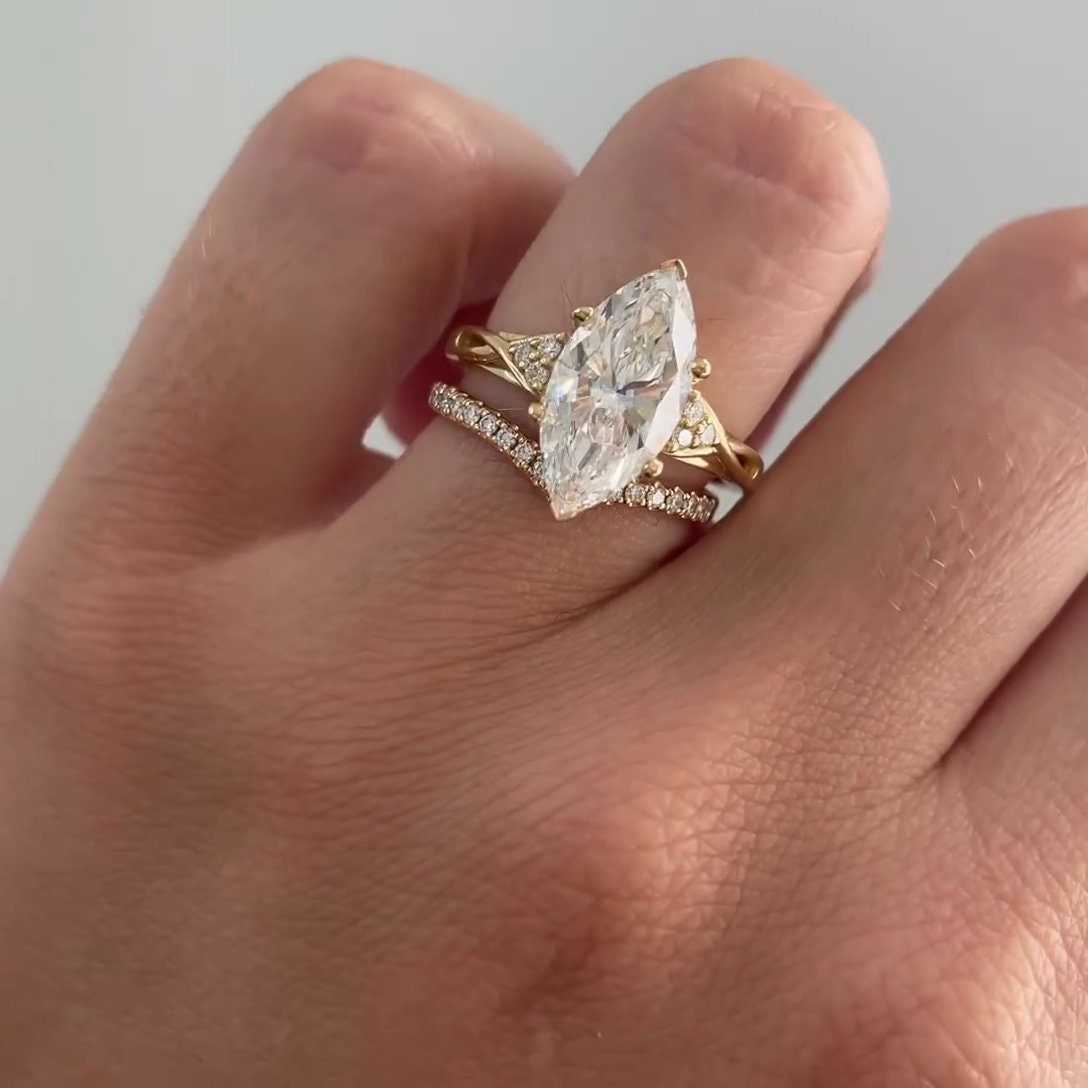 3.60tcw Marquise Lab Diamond Engagement Ring | Criss-Cross Band | IGI Certified