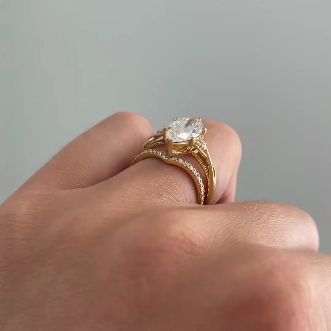 3.60tcw Marquise Lab Diamond Engagement Ring | Criss-Cross Band | IGI Certified