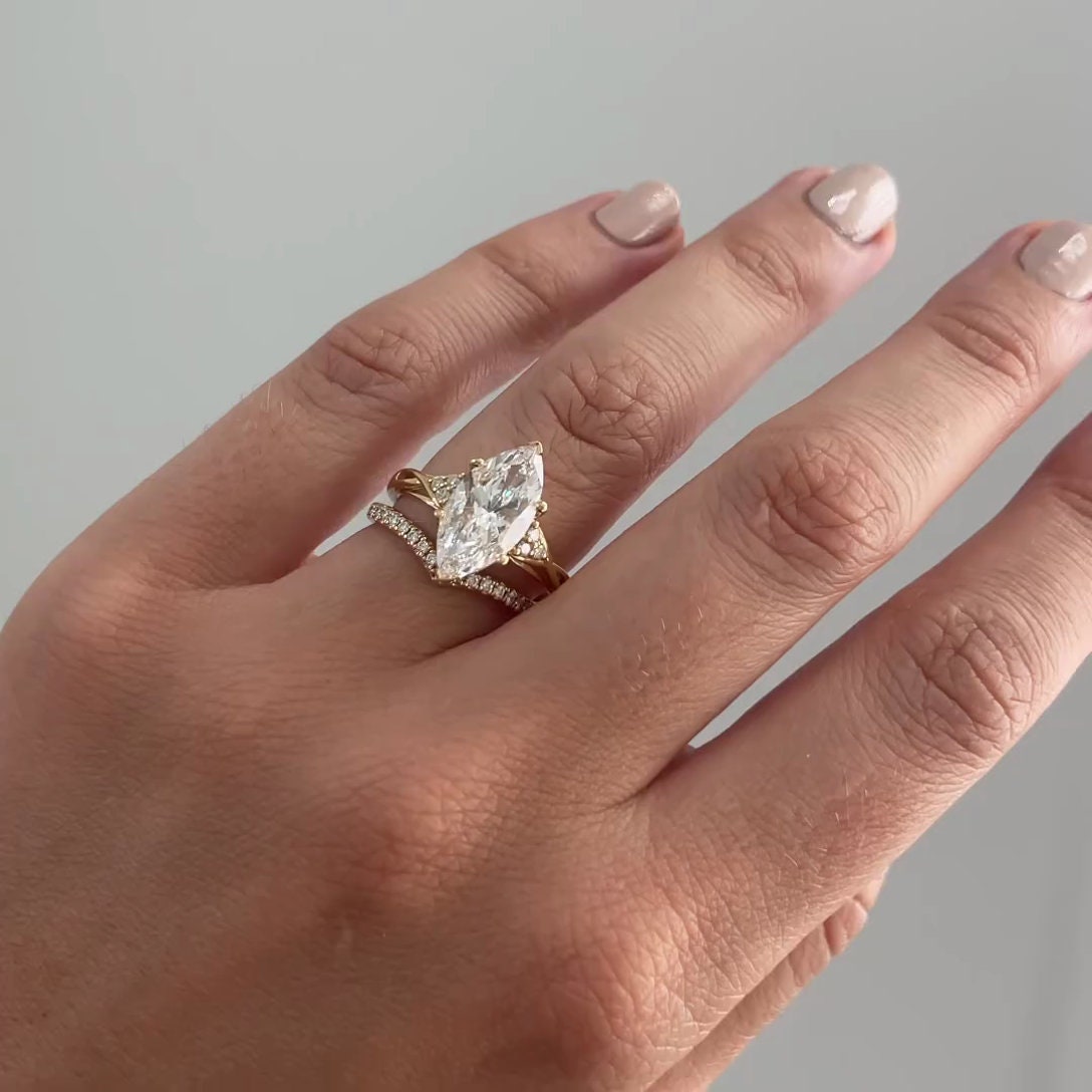 3.60tcw Marquise Lab Diamond Engagement Ring | Criss-Cross Band | IGI Certified