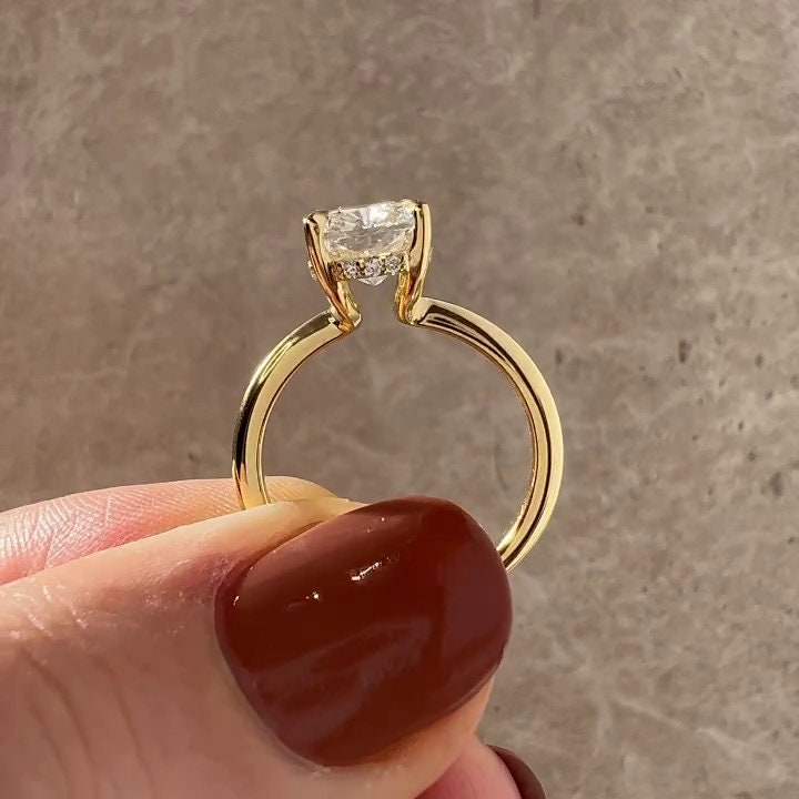 2.50ct Cushion Lab-Grown Diamond Engagement Ring | Hidden Halo | Rose Gold Setting