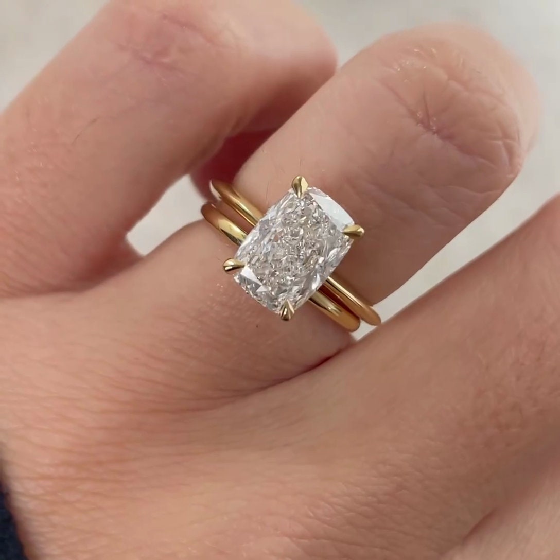 2.50ct Cushion Lab-Grown Diamond Engagement Ring | Hidden Halo | Rose Gold Setting