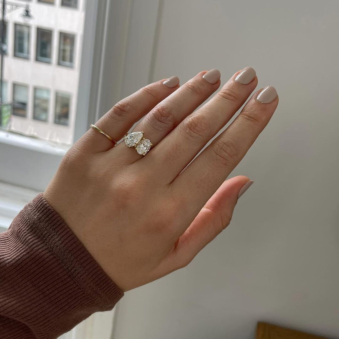 Pear & Oval 2.50tcw Lab Grown Diamond Toi Et Moi Engagement Ring | IGI Certified