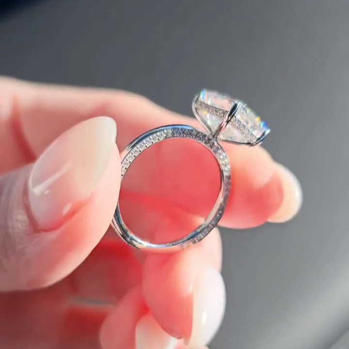 Radiant Cut 4.50tcw Lab Diamond Ring | Rose Gold | IGI Certified | Hidden Halo Design