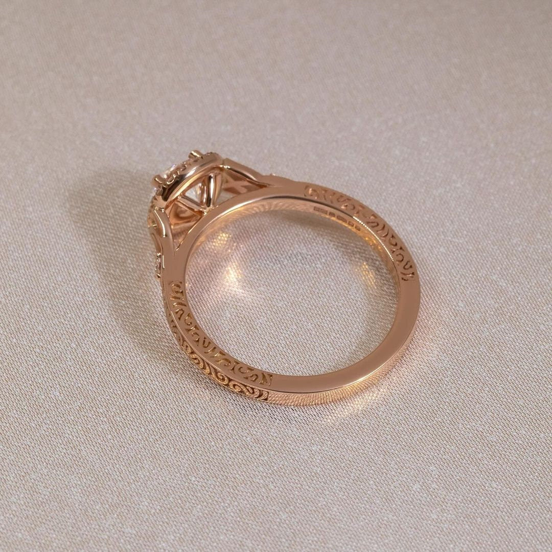 1.20ct Round Lab Grown Diamond Engagement Ring | Halo Cathedral | IGI Certified | Rose Gold | VVS–VS Clarity