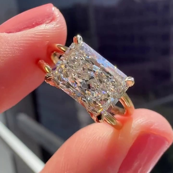 Radiant 2.70tcw Lab Diamond East-West Engagement Ring | IGI Certified | Rose Gold