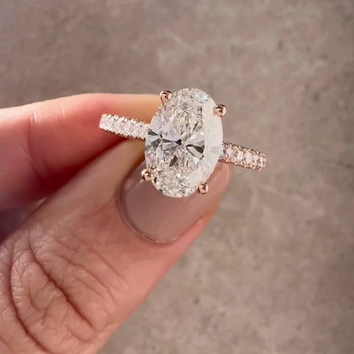 2.00tcw Oval Lab Diamond Cathedral Pave Ring | 1.50ct Center | IGI Certified | D-E-F VVS–VS