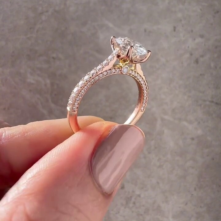 2.00tcw Oval Lab Diamond Cathedral Pave Ring | 1.50ct Center | IGI Certified | D-E-F VVS–VS