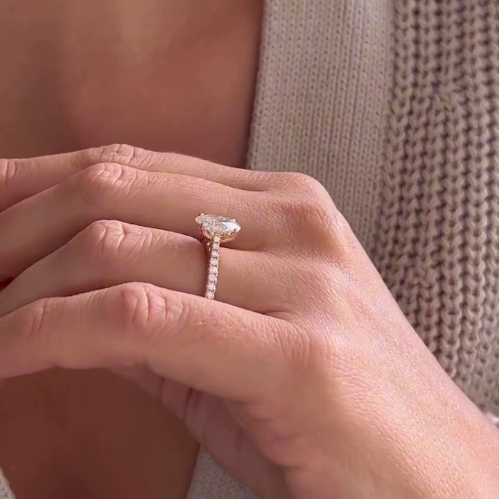 2.00tcw Oval Lab Diamond Cathedral Pave Ring | 1.50ct Center | IGI Certified | D-E-F VVS–VS